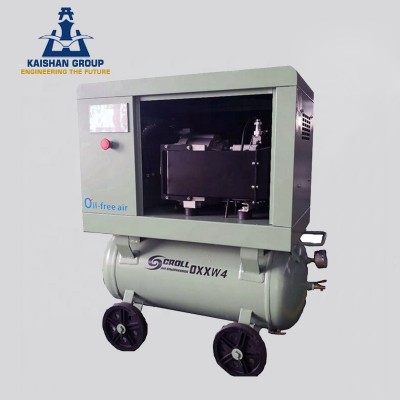 4kw Portable dental oil free electric air compressor/electric scroll oil free air compressor with aluminum gas tank 75L